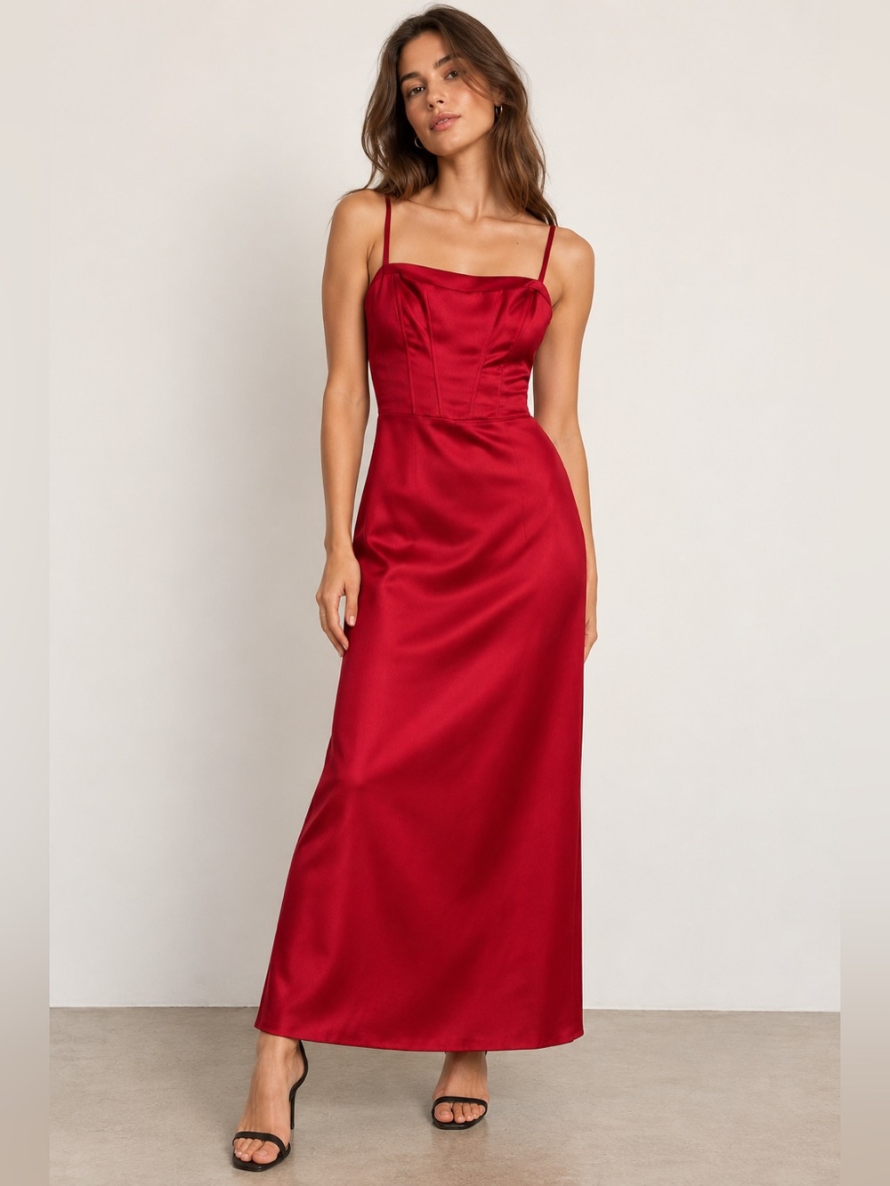 Vintage Y2K Cache Maroon Ball Gown with Corset Bodice